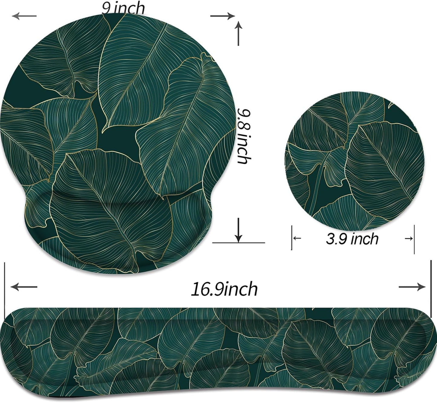 Ergonomic Mouse Pad with Wrist Rest and Keyboard Wrist Rest, Memory Foam Wrist Rest for Computer Keyboard, Easy Typing, Pain Relief, Mouse Pad Wrist Support for Gaming,Office, Laptop, Black Flower
