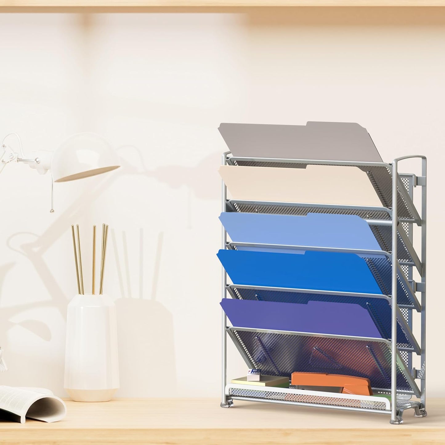 Simple Houseware 6-Tier Wall Mount Document Letter Tray Organizer, Black