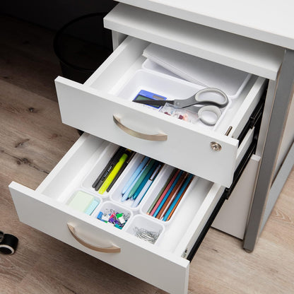 Mind Reader 8-Piece Drawer Organizer Set, Storage Trays for Kitchen, Bathroom, Office, Makeup, Jewelry & More, Junk Drawer Tray, Utensil Holder, Plastic, Clear