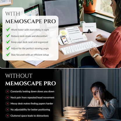 MemoScape PRO Adjustable in-Line Document Copy Holder for Desk - Help Boost Productivity and Reduce Neck Strain - Paper Holder Stand for Desk - Office & Home Organization Accessory - White