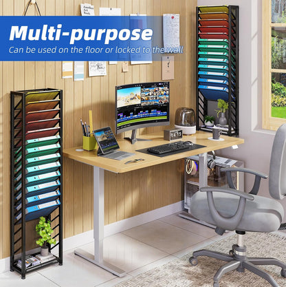 Simple Trending Wall File Organizer, Mesh 7-Tier Vertical Hanging File Holder, Desktop Metal Files Rack for Office and Home, Black