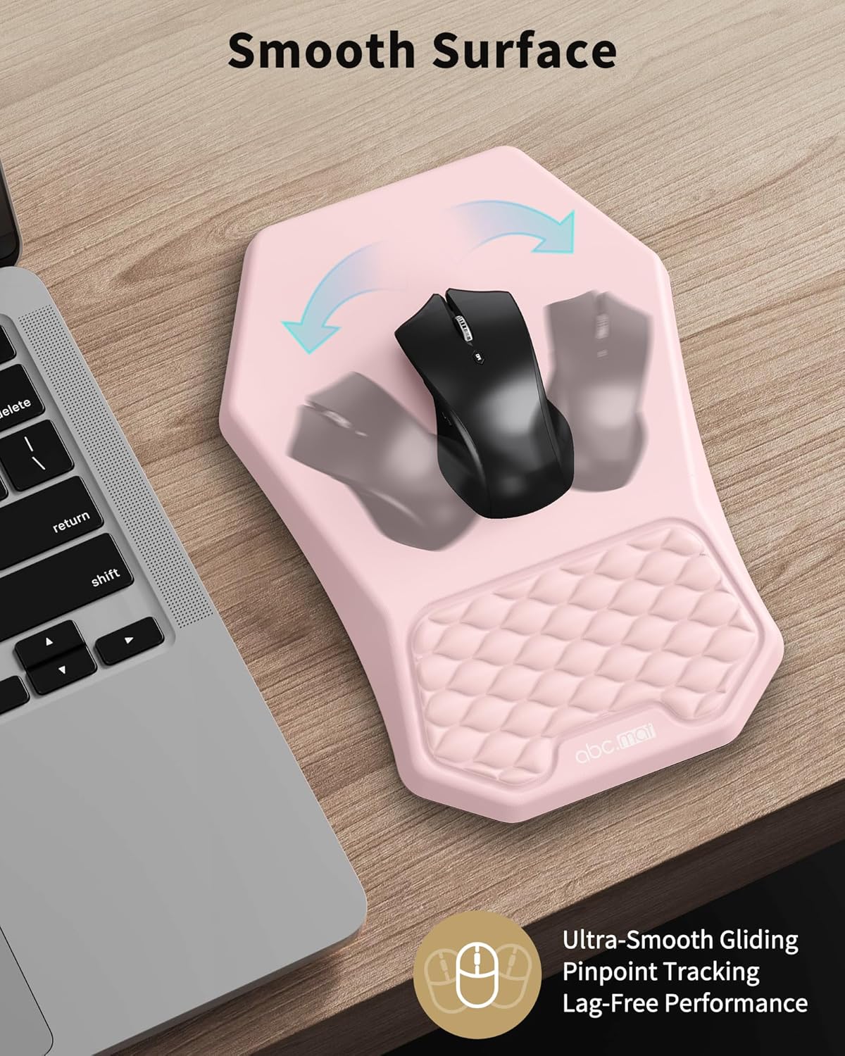 Ergonomic Mouse Pad and Keyboard Wrist Rest Support Set, Massage Design Mousepad for Carpal Tunnel Pain Relief, Memory Foam, Non-Slip PU Base for Computer Desk, Baby Blue