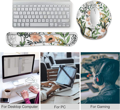 LATEEFAH Mouse Pad with Wrist Rest, 3-in-1 Gaming Mouse Pad, Keyboard Wrist Rest, Ergonomic Memory Foam Mousepad with Wrist Support for Computer Keyboard