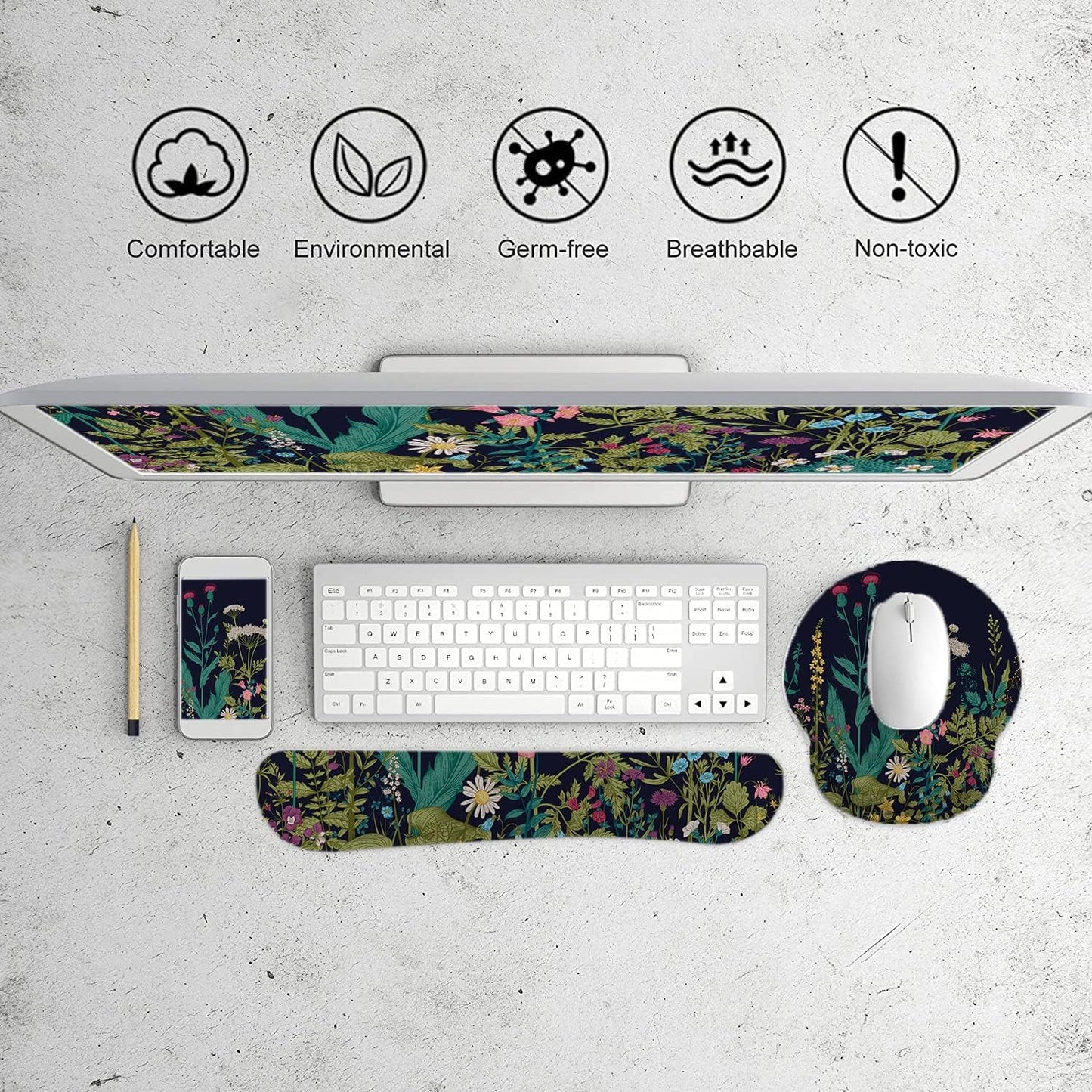 LATEEFAH Mouse Pad with Wrist Rest, 3-in-1 Gaming Mouse Pad, Keyboard Wrist Rest, Ergonomic Memory Foam Mousepad with Wrist Support for Computer Keyboard
