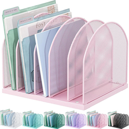 gianotter Desktop File Organizer, Desk Organizer with 5 Compartments, Paper Organizer for Desk, Workspace Organizers for Office Supplies (Black, Upright Style)