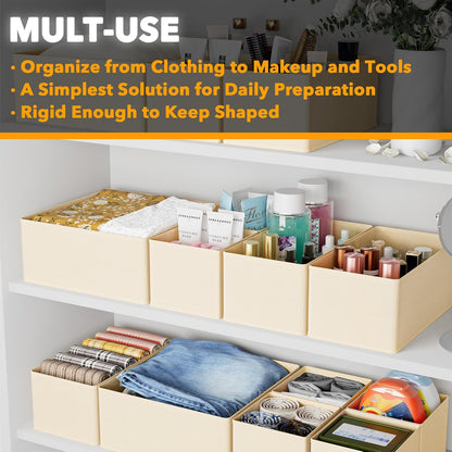 SpaceAid Drawer Organizer for Clothes, 18 Pack Dresser Drawer Organizer Bins, Closet Organizers and Storage Dividers for Clothing, Underwears, Socks (Beige)