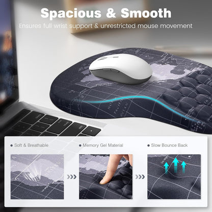 Ospelelf Ergonomic Mouse Pad and Keyboard Stand Wrist Rest Set, Memory Foam Comfort, Pain Relief for Typing, Office Desk Accessories, Moonlit Blossoms