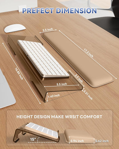 Laborio Computer Keyboard Wrist Rest Stand for Desktop, Keyboard Holder for Easy Typing with Wrist Pad for Office Desk, Home, School (Pink)
