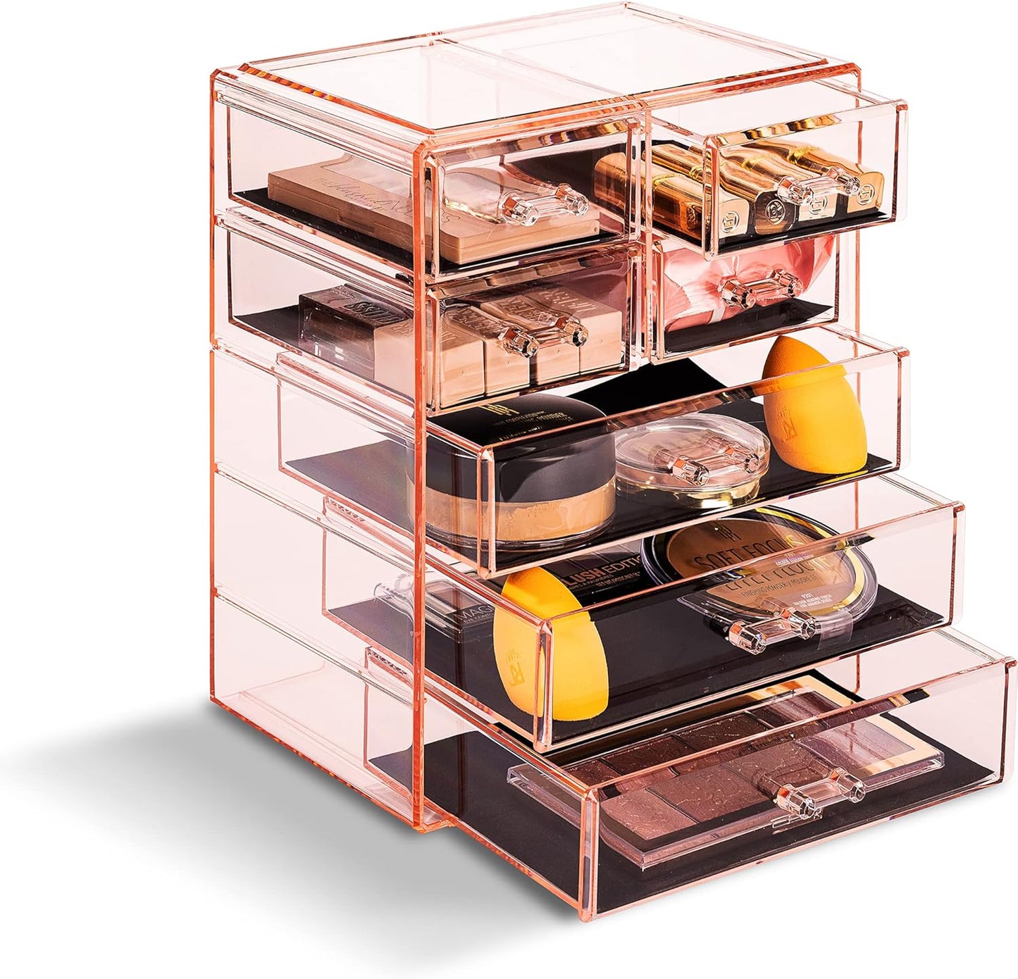 Sorbus Acrylic Makeup Organizer Set, 6-Drawer Vanity & Countertop Cosmetic Storage with Small & Wide Drawers, Clear Makeup Storage for Brushes, Lipsticks, Jewelry – Holiday Gift for Women & Teens