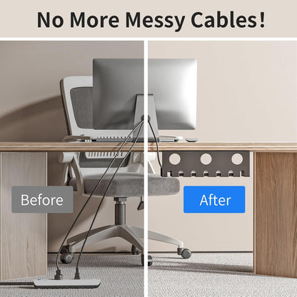 Delamu 2 Pack Metal Under Desk Cable Management Tray, U Channel Cord Organizer Box, Office Under Desk Cord Organizers, Cable Management with Various Accessories, Black, 15.75 Inches
