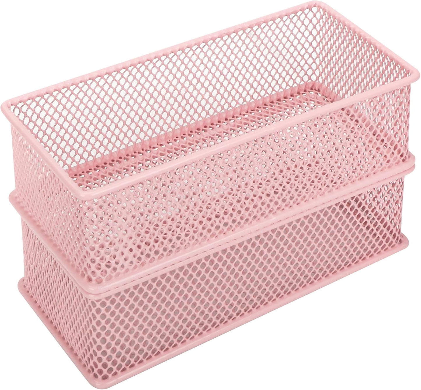 Annova Stackable Mesh Drawer Cabinet and Shelf Organizer Bins Storage Basket School Office Supply Holder Tray- Set of 2 (Gold, 3x3x2 Inch)