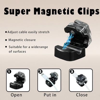 9Pack Magnetic Cable Clips for Nightstand, Adhesive Night-Glowing Cord Holder Organizer for Office Home Desk Wall Car (Star Cat Strawberry)