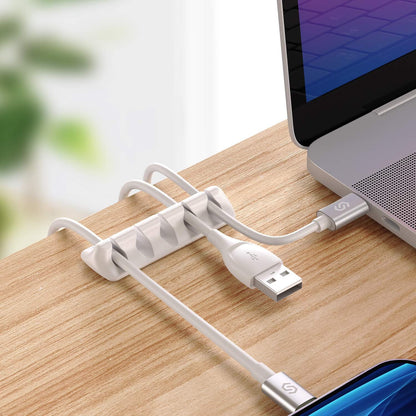 Syncwire Clear Cable Clips - Cord Holders - Self Adhesive Cable Management Organizer - Home, Office, Cubicle, Car, Nightstand, Desk Accessories - Gift Ideas Men, Women, Dad, Mom (5 Packs/15 Slots)