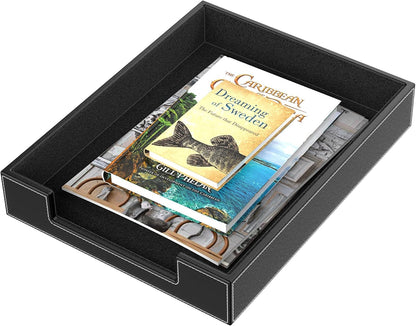 Leather Letter Tray, THIPOTEN Elegant Desk Organizer for Office Supplies, Mail, Paper, File, Magazine, Perfect Office Organization for Desktop(Grey)