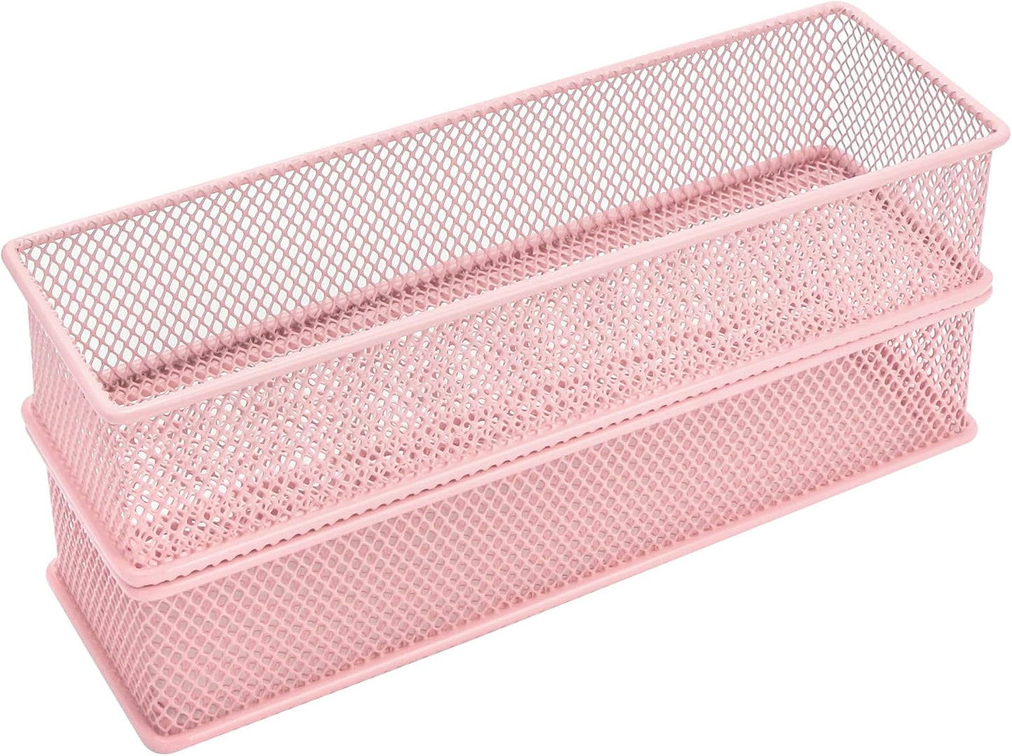 Annova Stackable Mesh Drawer Cabinet and Shelf Organizer Bins Storage Basket School Office Supply Holder Tray- Set of 2 (Gold, 3x3x2 Inch)