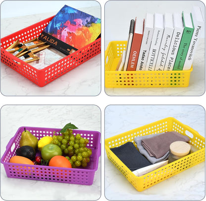 6-Pack Stackable Paper Trays with Handles, Modern Desktop Organizer for A4 Documents, Homework Turn-In Bins for Classroom & Office Use