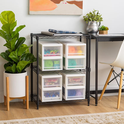 IRIS USA 47 Qt. Extra-Large Stackable Storage Drawer Plastic Drawer Organizer with Clear Doors, for Pantry Bedroom Closet Kitchen Under-Sink Home and Office De-Clutter Shoes and Crafts, White, 2-Pack