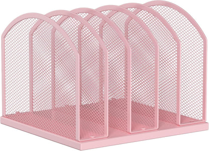 Gawerk 5-Section Vertical Desktop Organizer, 5-Section Mesh File Folder Stand Sorter for Office Home Classroom Organization (1, Black)