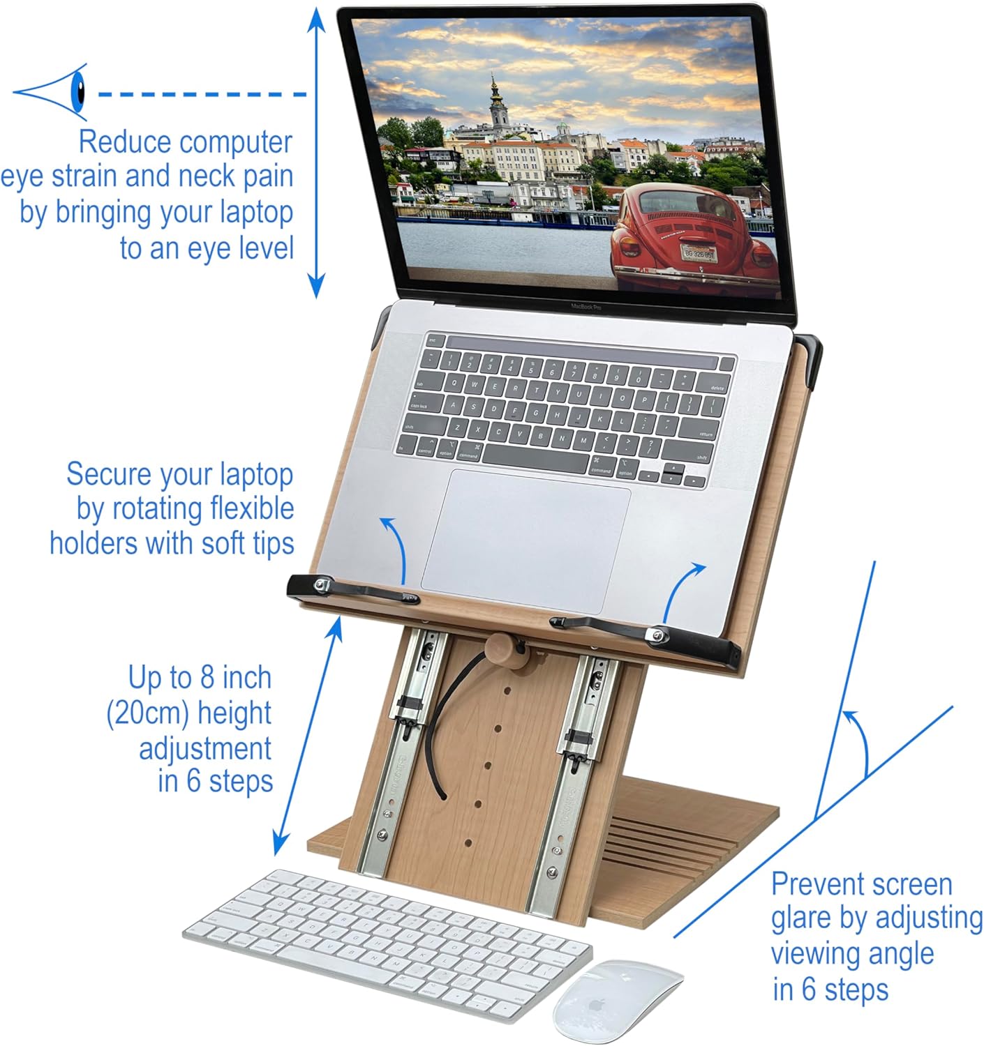 BS1500PRO Large Portable Height Adjustable Foldable Eye-Level Ergonomic Bookstand Holder for Reading Hands Free Large Thick Heavy College Textbooks Tablets Neck Pain Free