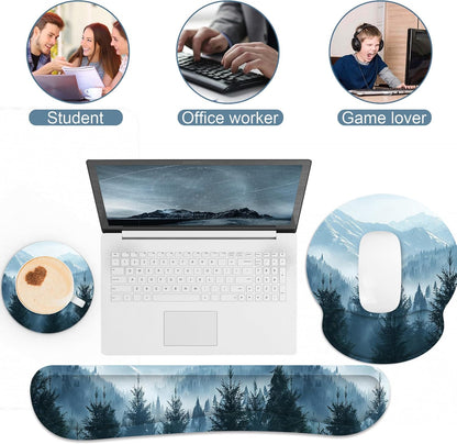 Ergonomic Mouse Pad with Wrist Rest and Keyboard Wrist Rest, Memory Foam Wrist Rest for Computer Keyboard, Easy Typing, Pain Relief, Mouse Pad Wrist Support for Gaming,Office, Laptop, Black Flower