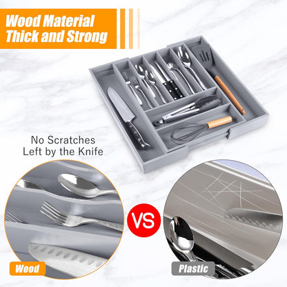 Kitchen Silverware Drawer Organizer and Storage Flatware Cutlery Utensil Holder Spice Rack Containers Bathroom Counter Cabinet Office Desk Makeup Drawer Tray Kitchen and Dining Tools Decor Accessories