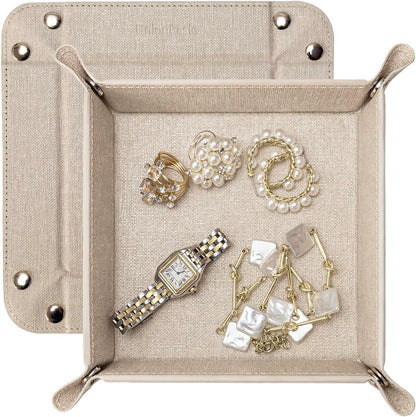 UnionBasic Medium Valet Tray, Jewelry Tray for Rings Watches Earrings, Entryway Catchall Caddy for Coins Keys Change, Nightstand Bedside Valet Holder, Trays for Electronic Gadgets, Candy Pink Plus - Colors B