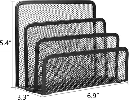 Mail Organizers 2 Pack Metal Mesh Desk Letter Sorter Small Desktop File Holder for Bills Magazines Papers Documents Office Envelopes