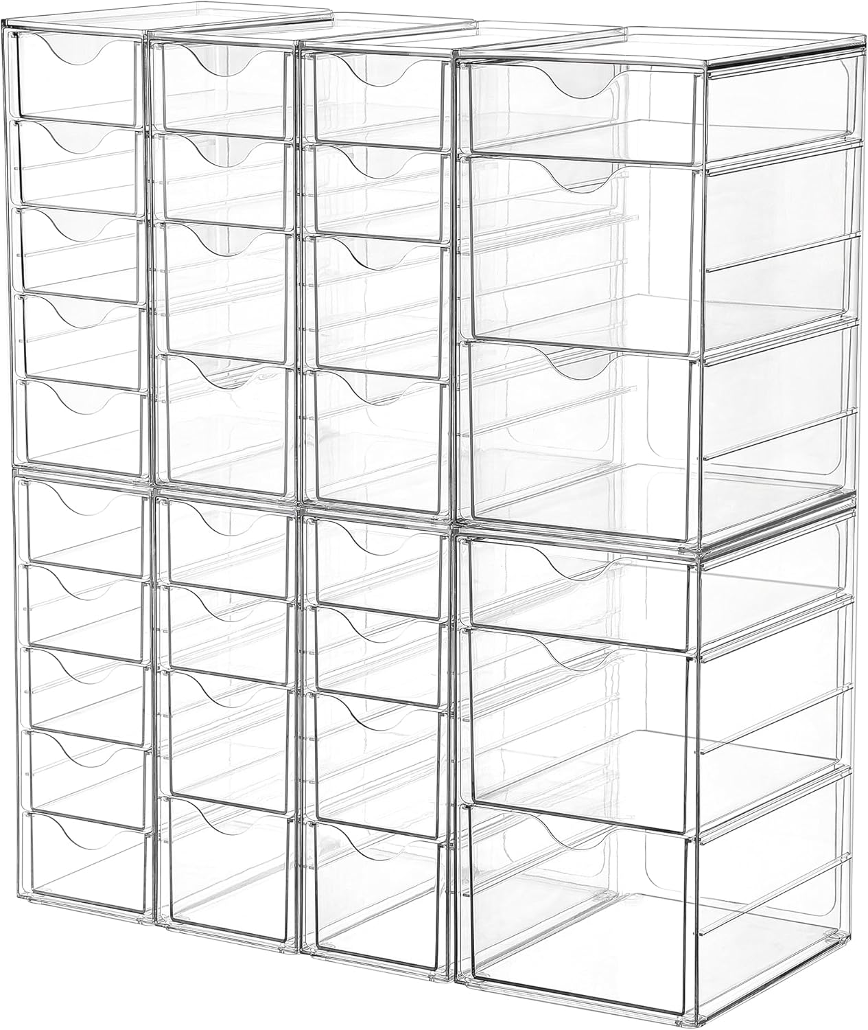 Vtopmart Acrylic Organizer with 16 Drawers (4 Set),Clear Storage Drawers for Office Supplies,Desk Organization and Storage for Makeup,Jewelry,Art Crafts