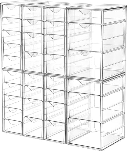 Vtopmart Acrylic Organizer with 16 Drawers (4 Set),Clear Storage Drawers for Office Supplies,Desk Organization and Storage for Makeup,Jewelry,Art Crafts