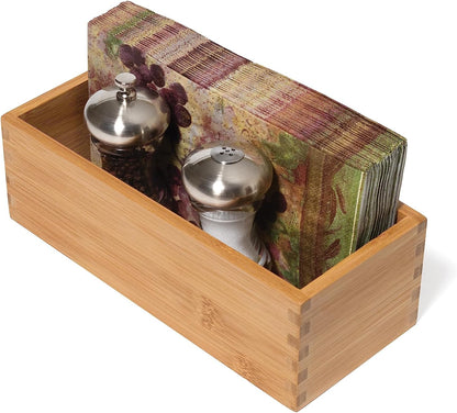Lipper International Bamboo Wood Utensil Holder Storage Box for Cooking Tools, Makeup, or Office Supplies, 4" x 9 1/4" x 3"