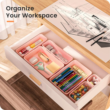 【Military Grade】A-LuGei Drawer Organizer, 【𝟱𝗦𝗶𝘇𝗲】 Makeup organizer, 【Holds 177 Items】 Bathroom Organizers and Storage, Organization and Storage, Desk Drawer Organizer for Bathroom Vanity