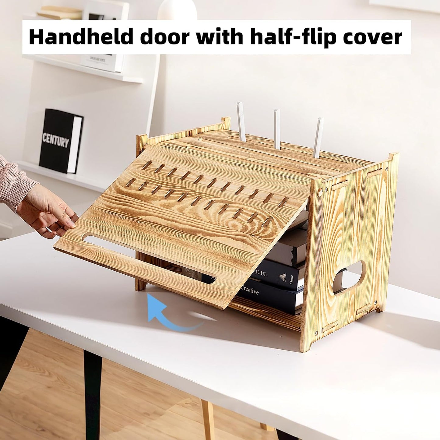 Solid Wood Projector Shelf Router Shelf Projector Stand Router Storage Box Router Cover Organized Modem Cable Power Strip Cable Management Hider Rack by Need Assembly (White)