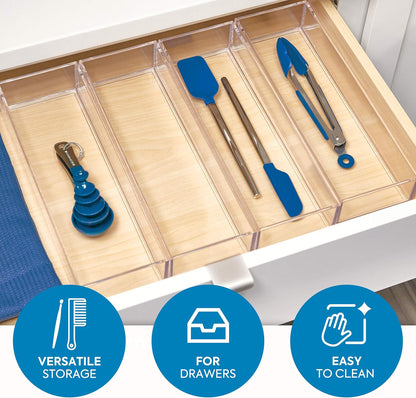 iDesign Clarity Drawer, Kitchen and Bathroom Organization Silverware, Spatulas, Gadgets, Large-Set of 2
