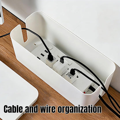 1 Large + 1 Small Cable Management Box Set – 2-Piece Cord Organizer Box, Home Office Desk Wire Storage & Cable Management Solution (Acryliclid lid/Black)