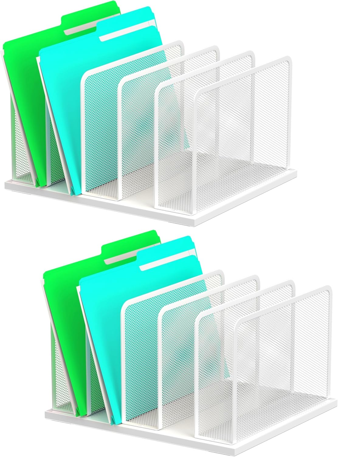 Kuntine.B Desk File Organizer 5 Sections Upright Mesh Desktop Organizer File Sorter Office Organization File Holder for Home, Office & Classroom
