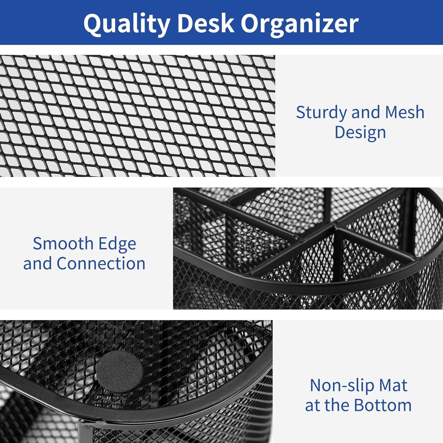 EOOUT Pink Desk Organizer, Pen Holder for Desk and Accessories, Mesh Desk Organizer with 8 Compartments and 1 Drawer for Office Home School Classroom