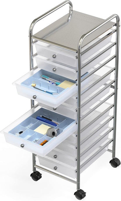 Simple Houseware Drawer Organizer Tray with 9 Adjustable Compartments, Clear