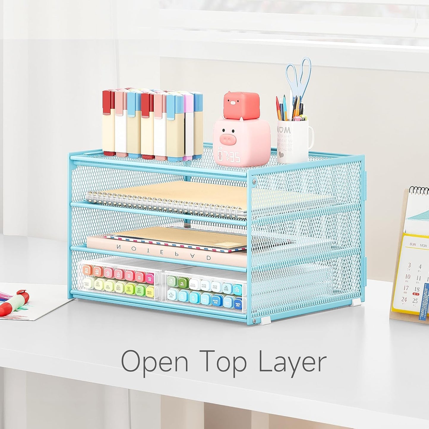 Lavatino 3-Tier Letter Tray Desk Paper Organizer – Black Mesh Metal File Tray Organizer for Desk, Office Supplies & Home Organization | Fits A4/Letter Paper, Mail, Magazines and Office Accessories