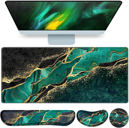 Desk Mat, Large Gaming Mouse Pad with Wrist Rest, 4in1 XXL Mousepad+Keyboard Wrist Rest+Mouse Pad Wrist Support+Cup Coaster Set Ergonomic Floral Computer Desk Arm Wrist for Decor Home Office Women