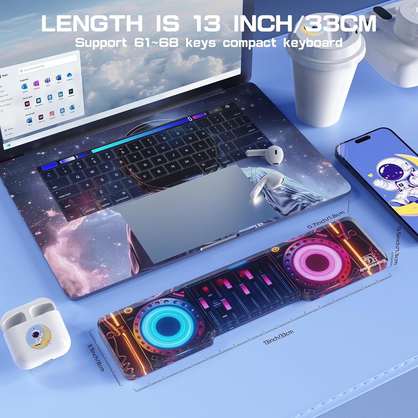 SELORSS Acrylic Keyboard Wrist Rest 98-Key Mechanical Keyboards Ergonomic Palm Rest for Computer Keyboard,Anti-Slip Base,Wrist Pad for Laptop,Office & Home-Easy Typing