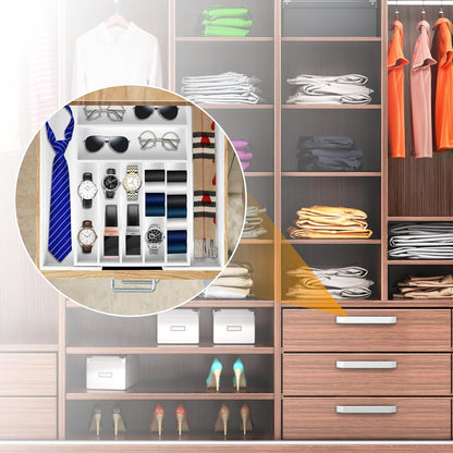 Kitchen Silverware Drawer Organizer and Storage Flatware Cutlery Utensil Holder Spice Rack Containers Bathroom Counter Cabinet Office Desk Makeup Drawer Tray Kitchen and Dining Tools Decor Accessories