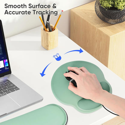 Ergonomic Keyboard Mouse Pad Wrist Rest Support Set for Laptop/Computer/Desktop,Memory Foam Hand Rest Wrist Cushion for Gaming/Office,Lightweight Comfortable & Pain Relief (Flowers)