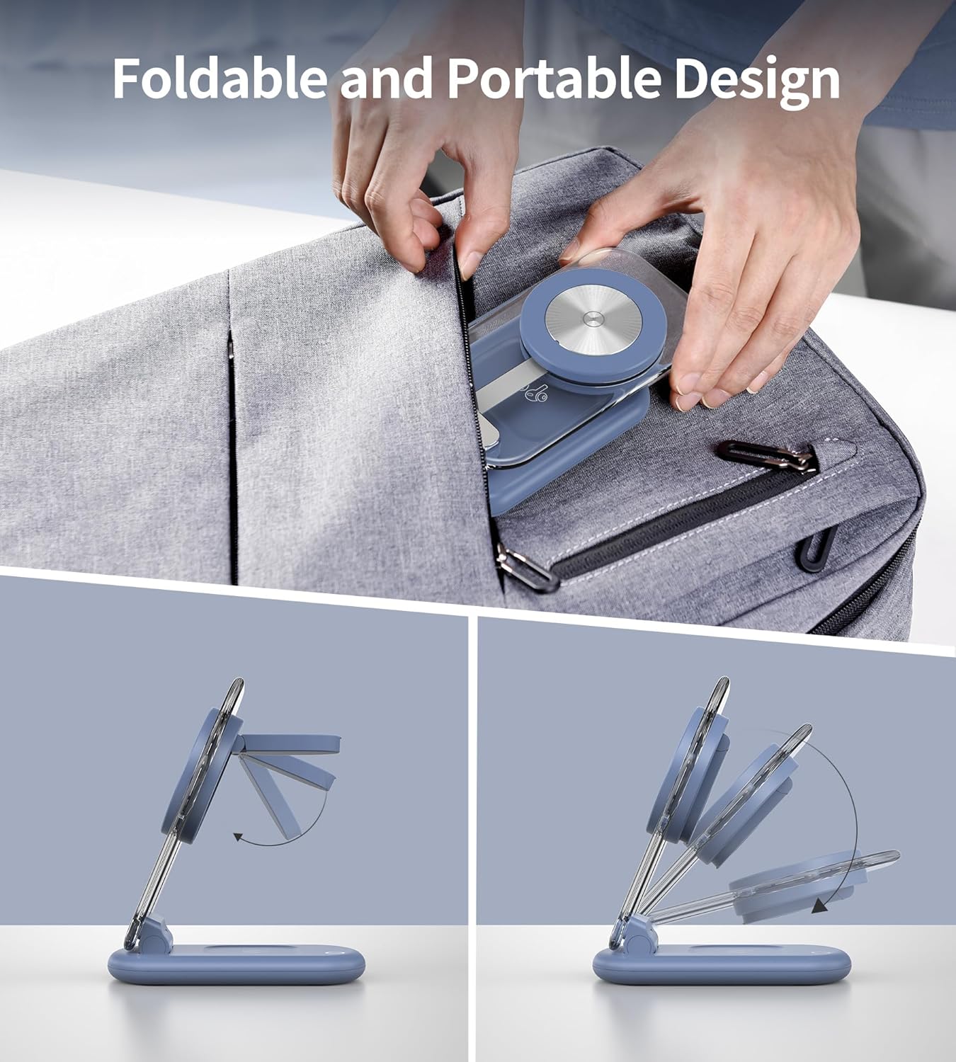 3 in 1 Magnetic Wireless Charging Station for Apple Devices, Fast Foldable Travel Mag-Safe Charger Stand with Night Light for iPhone 17 16 15 14 13 12 Series, Apple Watch/AirPods Pro, BU