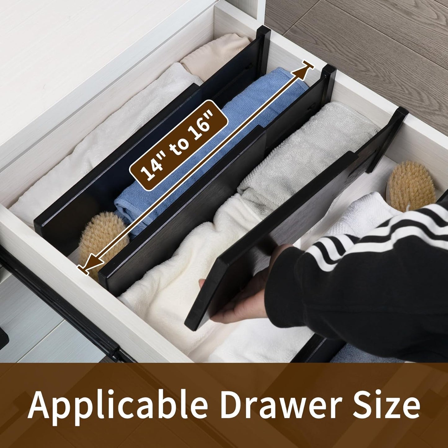 Utoplike 4 pcs Bamboo Kitchen Drawer Dividers Large, Adjustable Drawer Organizers, Spring Loaded, Expandable Organization Works in Kitchen, Dresser, Bathroom, Bedroom, Drawer, Desk
