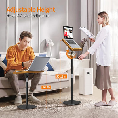 NAMON 2-in-1 Dual-use Floor & Desktop Book Stand, Sturdy Metal & Wood Build, Height Adjustable from 16.5" to 51", Floor Reading Stand for Sheet Music, Cookbooks, Projector (White, 11.8" x 16.5" Panel)