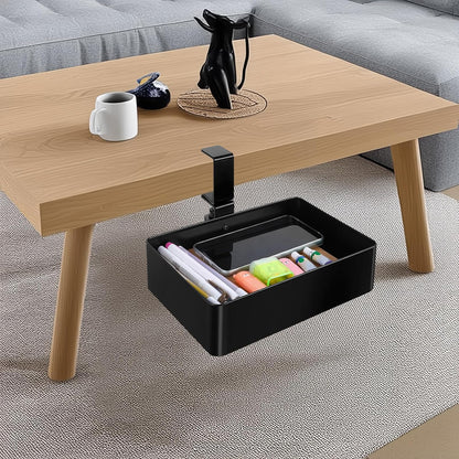 Under Desk Metal Drawer, Under Desk Drawer Organizer, 360° Swivel Hidden Under Desk Storage Drawers Slide out, No Drill Desk Pencil Drawer Organizer Tray for Home Office Storage