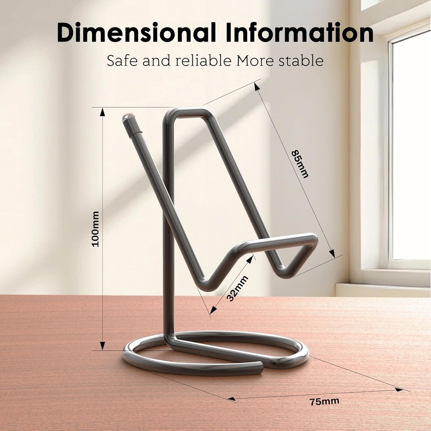 Metal Cell Phone Stand for Desk, Cute One-Piece Phone Holder, Stable Desktop Display Dock for iPhone, iPad, Samsung, Tablets & All Mobile Phones, Gold