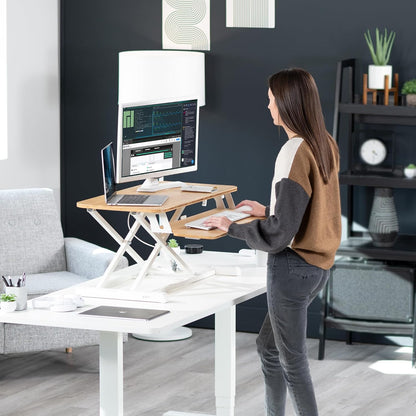 VIVO 26 inch Desk Converter, K Series, Height Adjustable Sit to Stand Riser, Dual Monitor and Laptop Workstation with Keyboard Tray, Black, DESK-V026KB