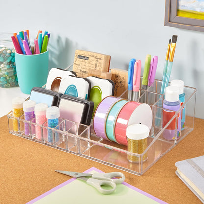 STORi Audrey Stackable Clear Bin Plastic Organizer Drawer | Organize Eyeshadow Palettes, Cosmetics, and Beauty Supplies on a Vanity | Made in USA