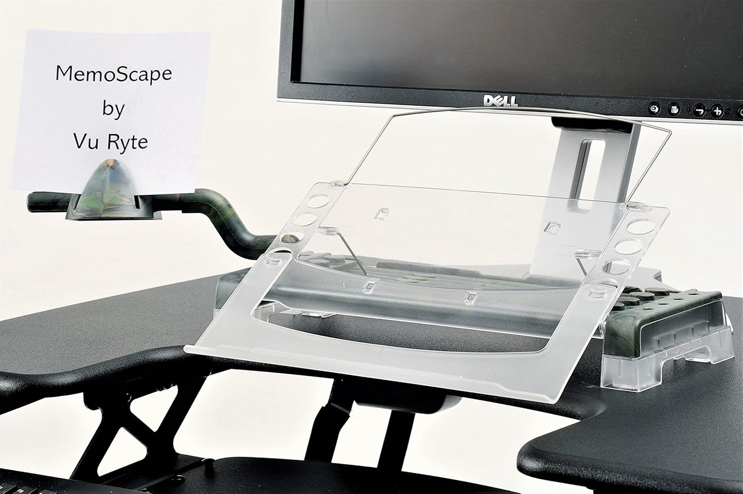 MemoScape Adjustable in-Line Document Holder for Typing | Reduces Neck Strain, Improves Focus, Boosts Desk Organization, and Workflow | Paper Holder Stand for Desk and Home Office - Black (VUR 2060)